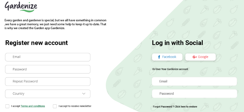 Webversion Gardenize web application