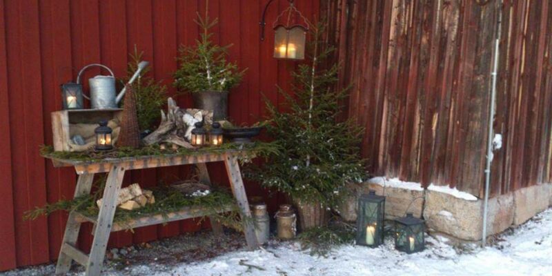 Dekoration ute - gardenize Vinterdekoration i tradgarden
